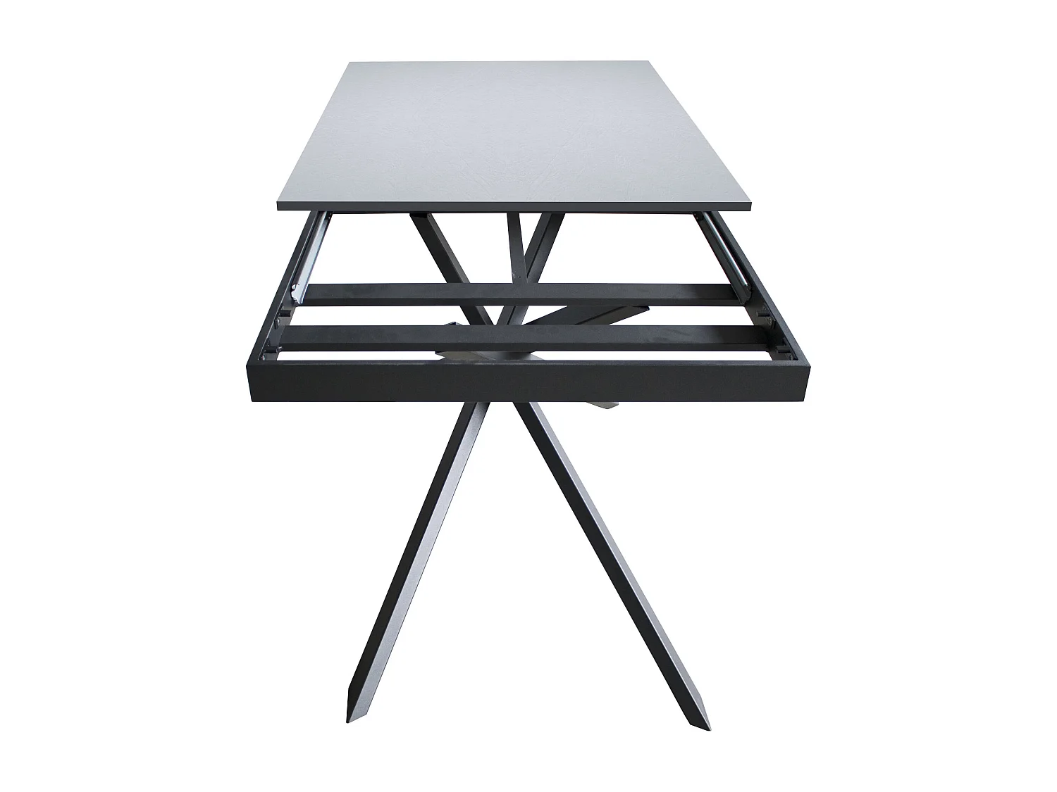 Table extensible 90x160/220 cm Ganty Frêne Blanc bande de chante Anthracite cadre Anthracite