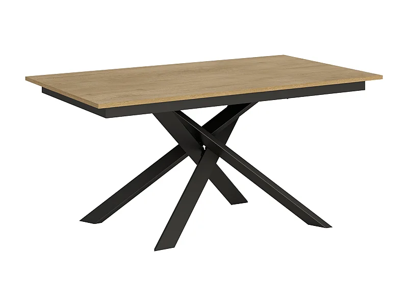 Mesa de jantar extensível 90x160/220 cm Ganty Carvalho Natural - borda em tom quadro Antracite