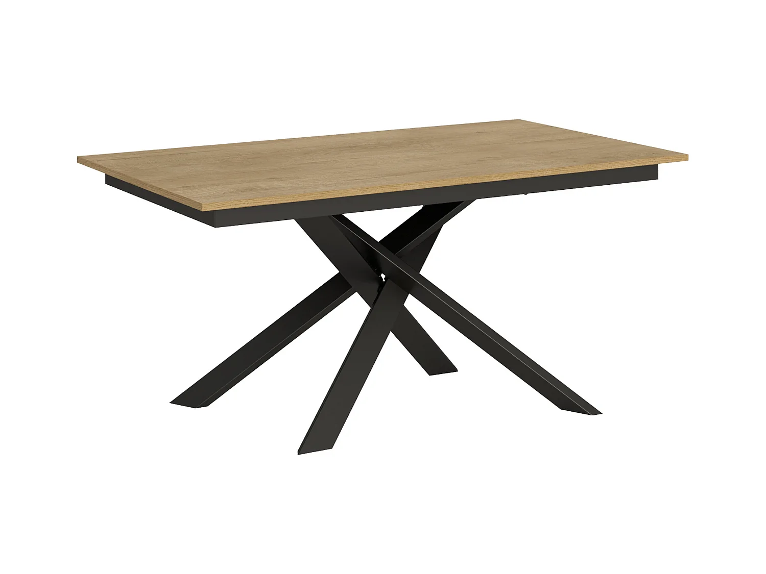 Table extensible 90x160/220 cm Ganty Chêne Nature bande de chante en teinte cadre Anthracite