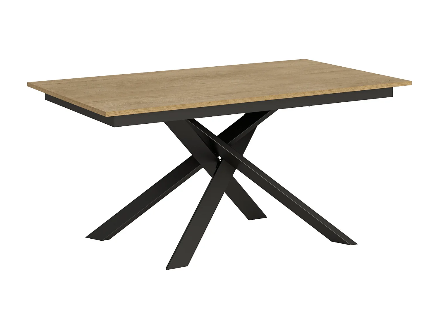 Table extensible 90x160/220 cm Ganty Chêne Nature bande de chante en teinte cadre Anthracite