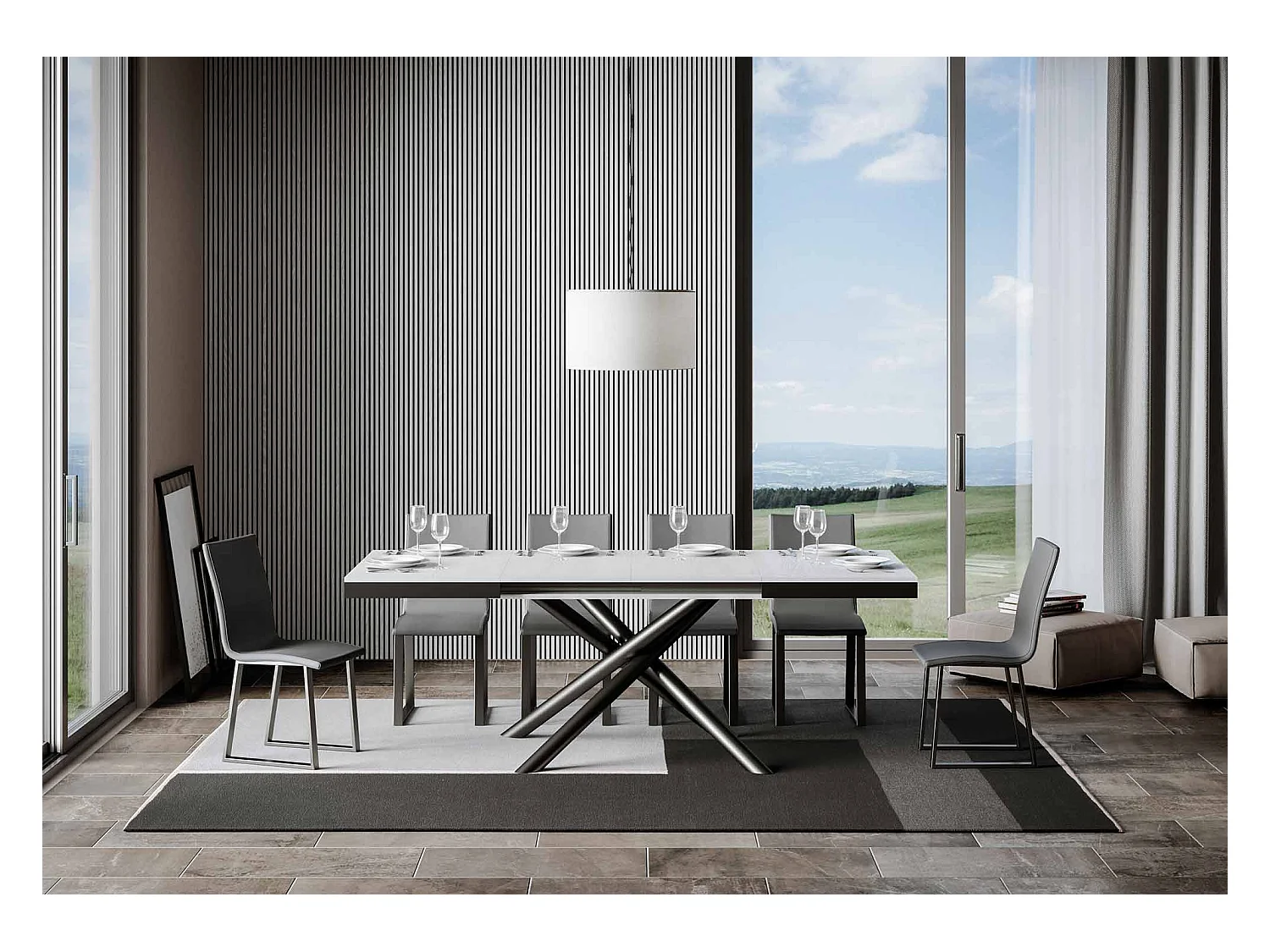 Tavolo allungabile 90x120/224 cm Famas Evolution bianco frassino