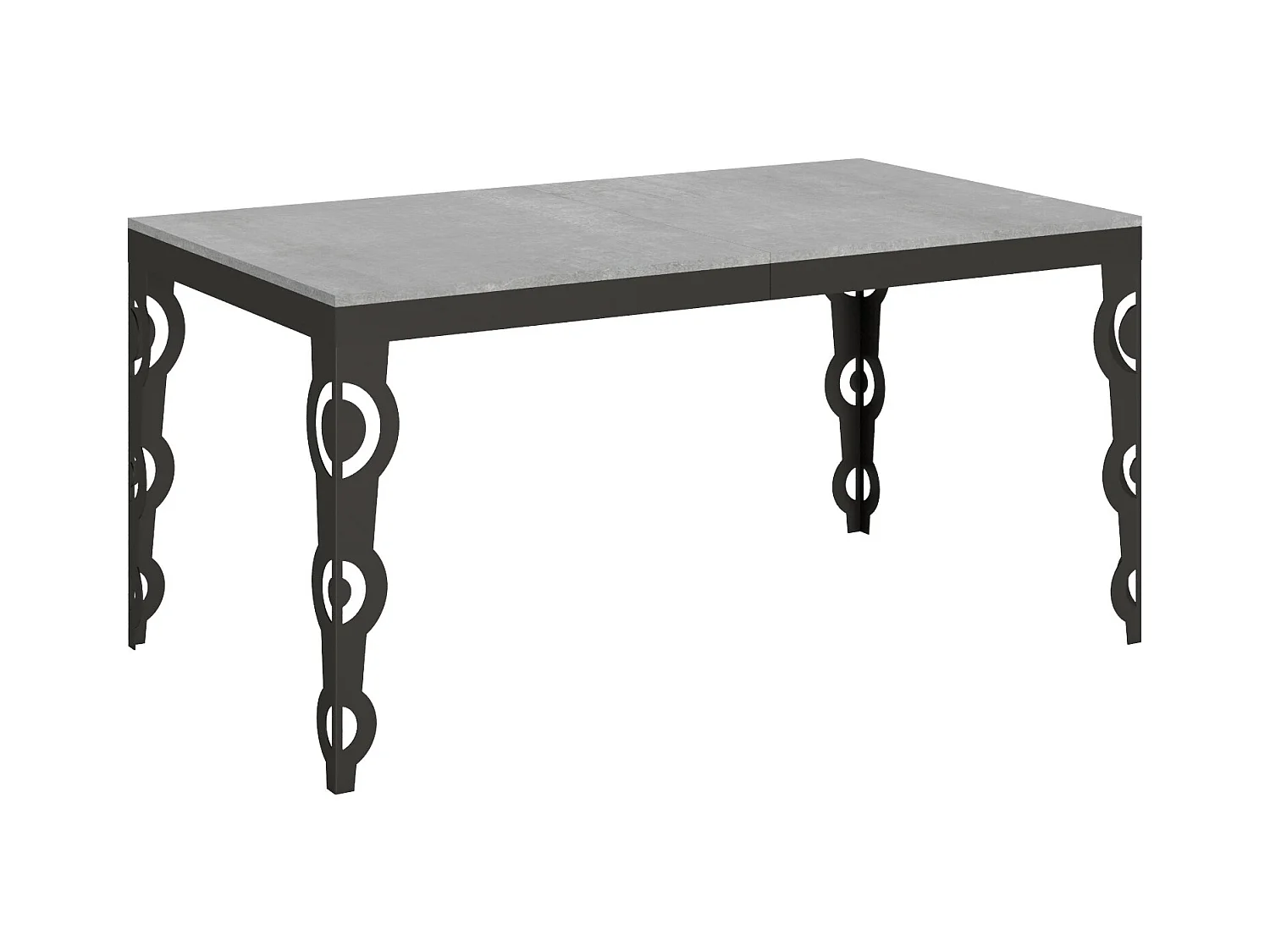 Table extensible 90x160/420 cm Karamay Evolution Gris Béton cadre Anthracite