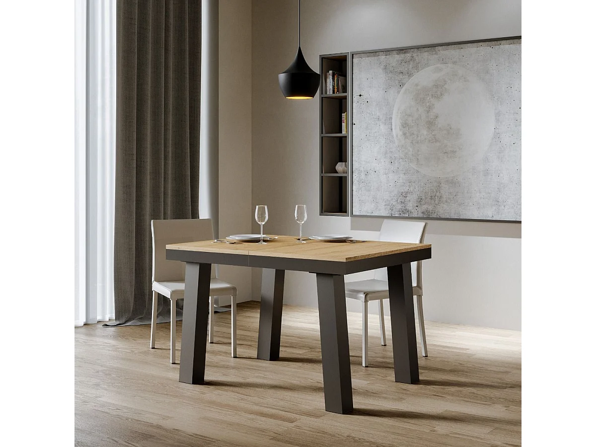 Table extensible 90x120/224 cm Bridge Evolution Chêne Nature cadre Anthracite