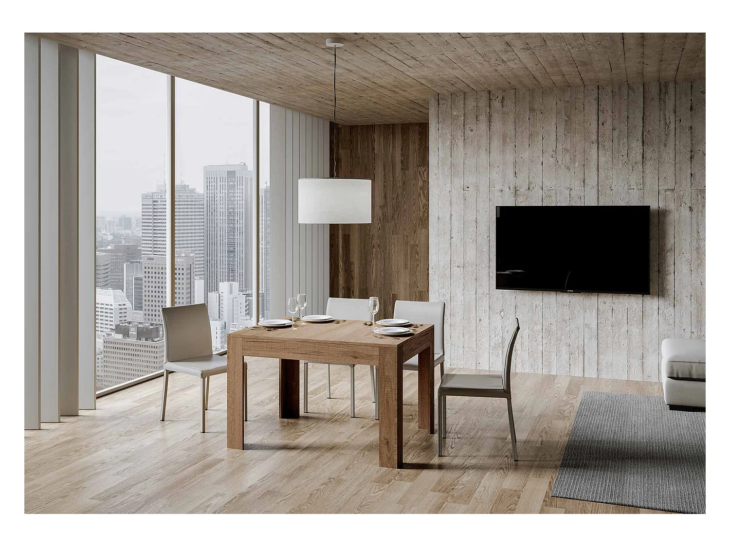 Mesa extensible 90x120/180 cm Bibi Roble Natural