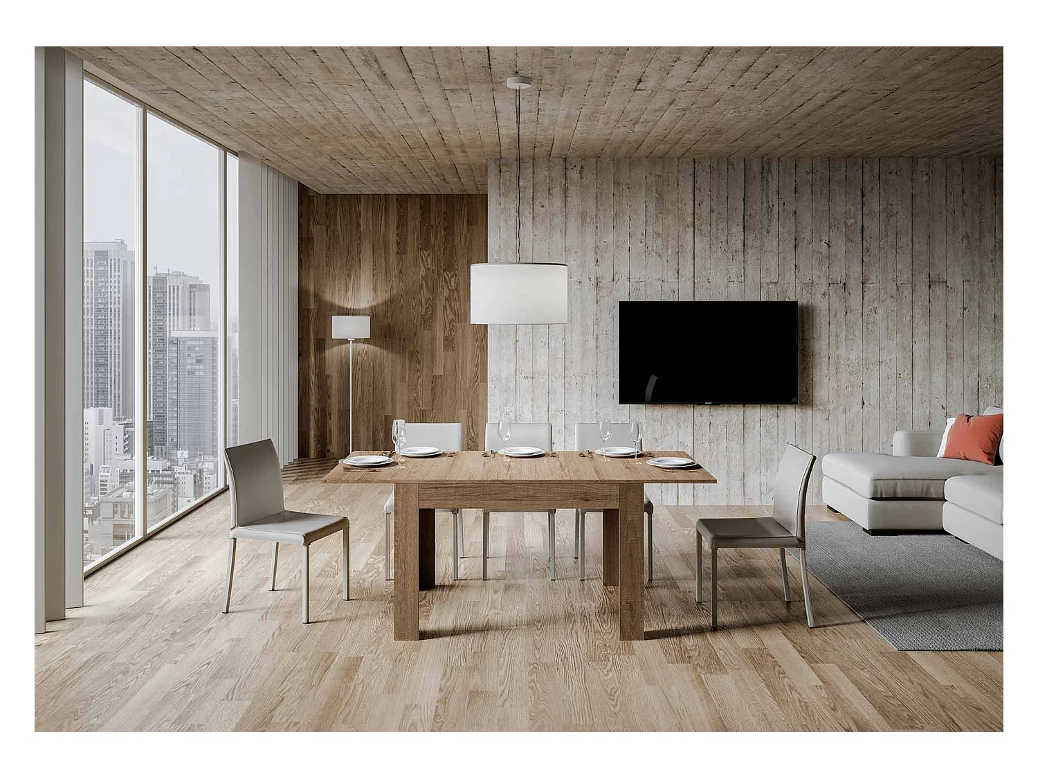 Mesa extensible 90x120/180 cm Bibi Roble Natural