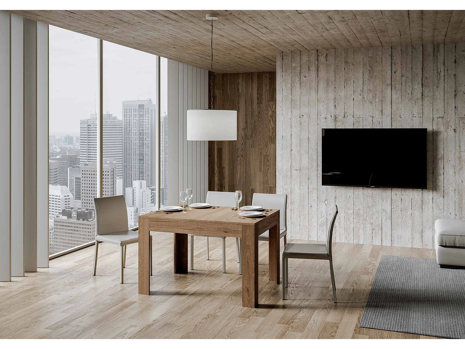 Table extensible 90x120/180 cm Bibi Chêne Nature