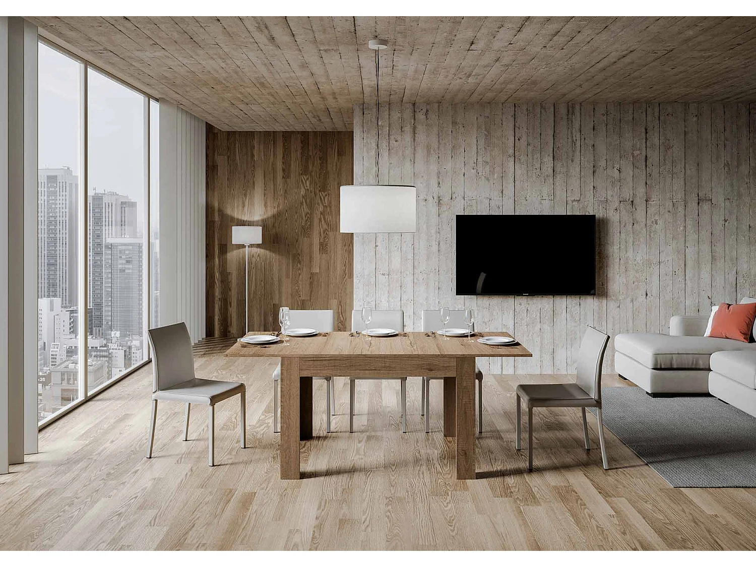 Table extensible 90x120/180 cm Bibi Chêne Nature