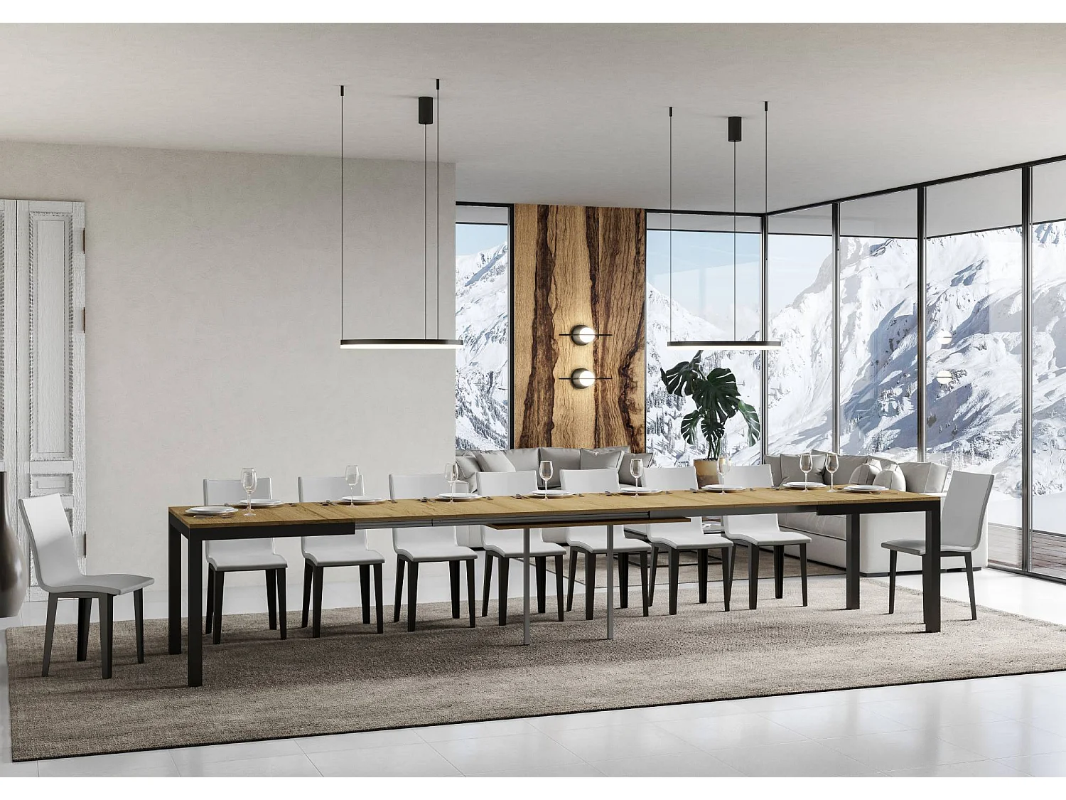 Table extensible 160/420x90 cm Everyday Evolution chêne nature cadre et pieds anthracite