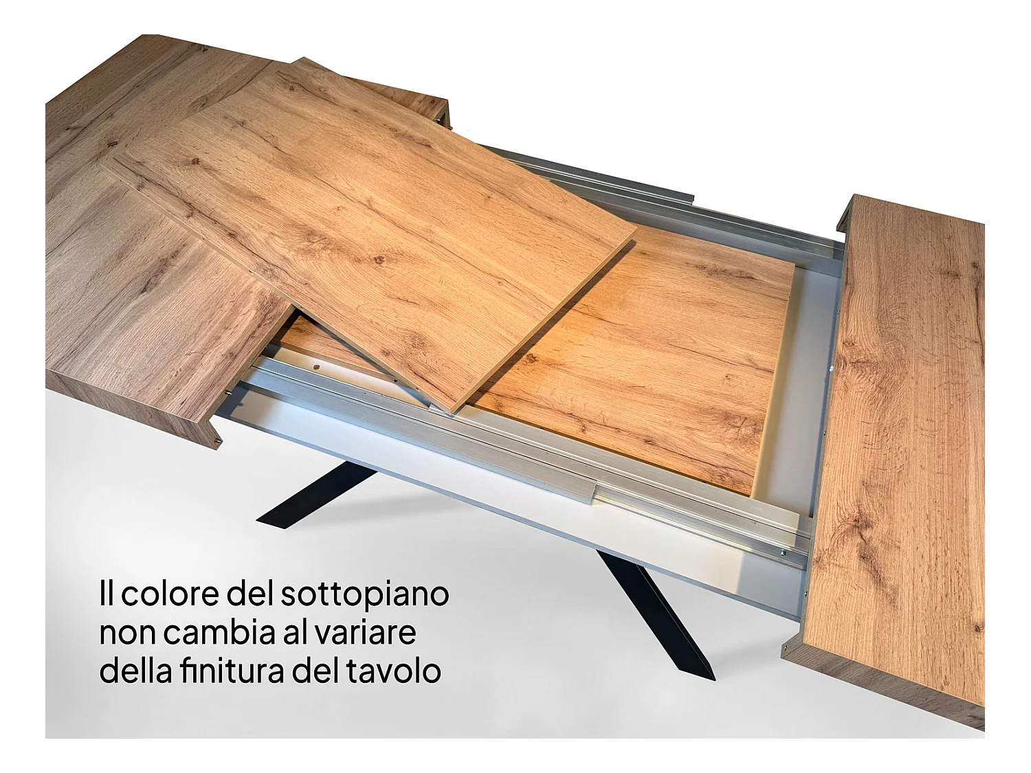 Table extensible 90x130/390 cm Bridge Noyer cadre Anthracite