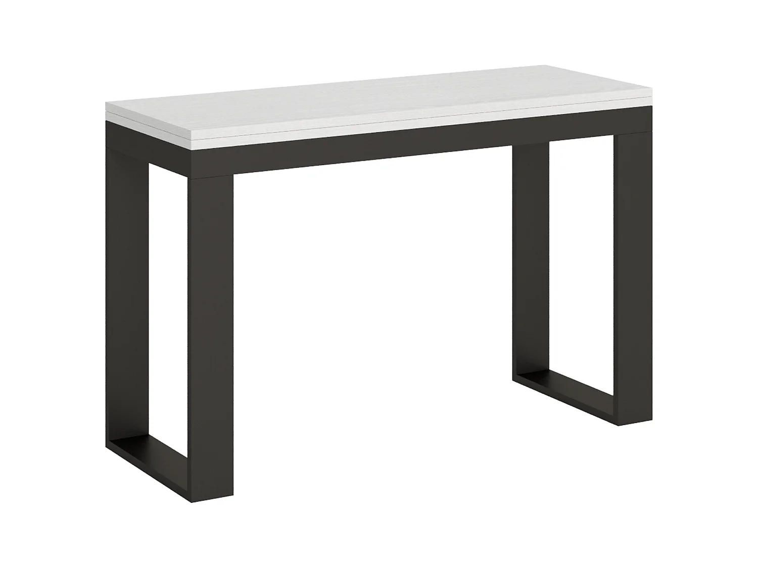 Table extensible portefeuille 120x45/90 cm Tecno Double Frêne Blanc cadre Anthracite