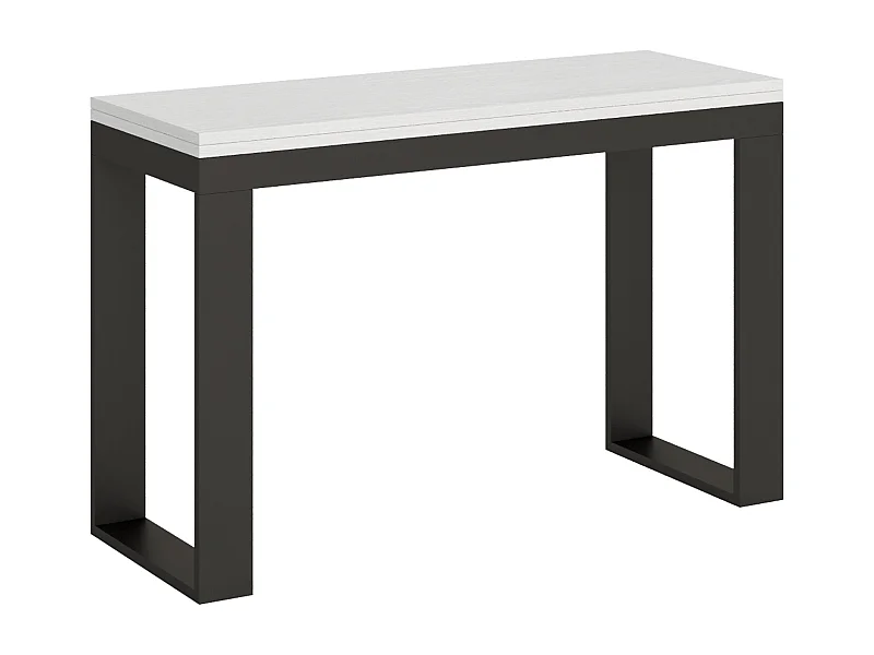 Table extensible portefeuille 120x45/90 cm Tecno Double Frêne Blanc cadre Anthracite