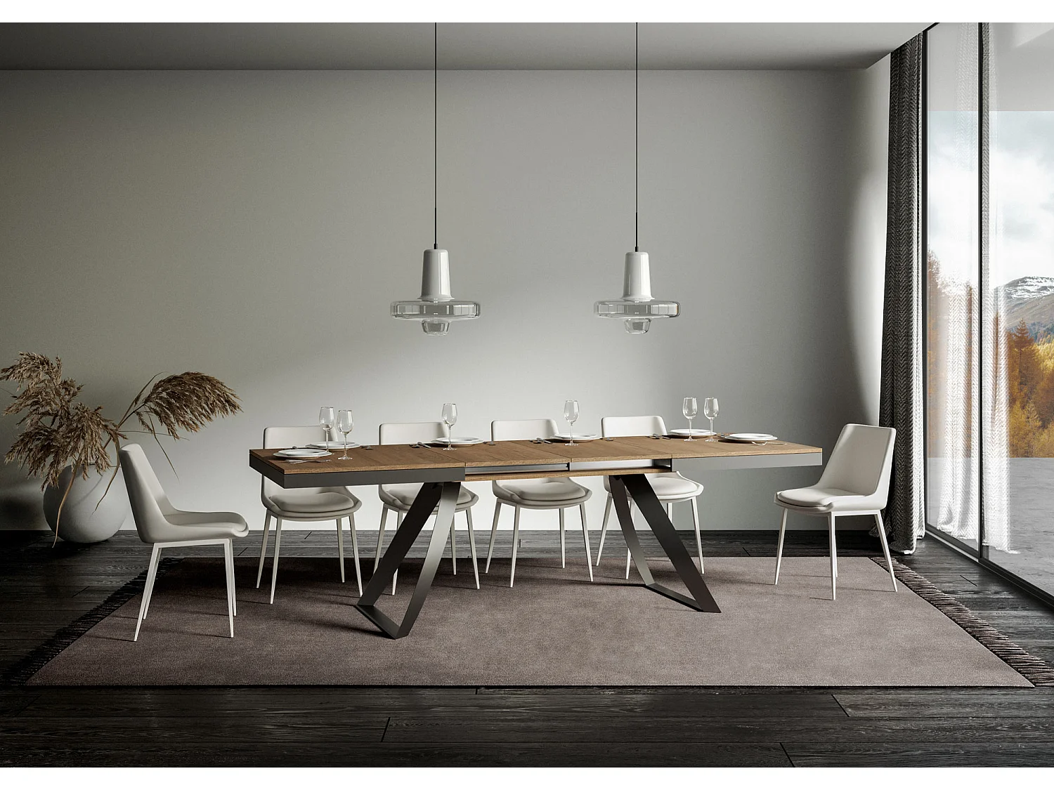 Table extensible 90x180/284 cm Proxy Evolution Chêne Nature cadre Anthracite