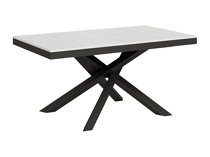 Table extensible 160/264x90 cm Volantis Evolution frêne blanc cadre et pieds anthracite