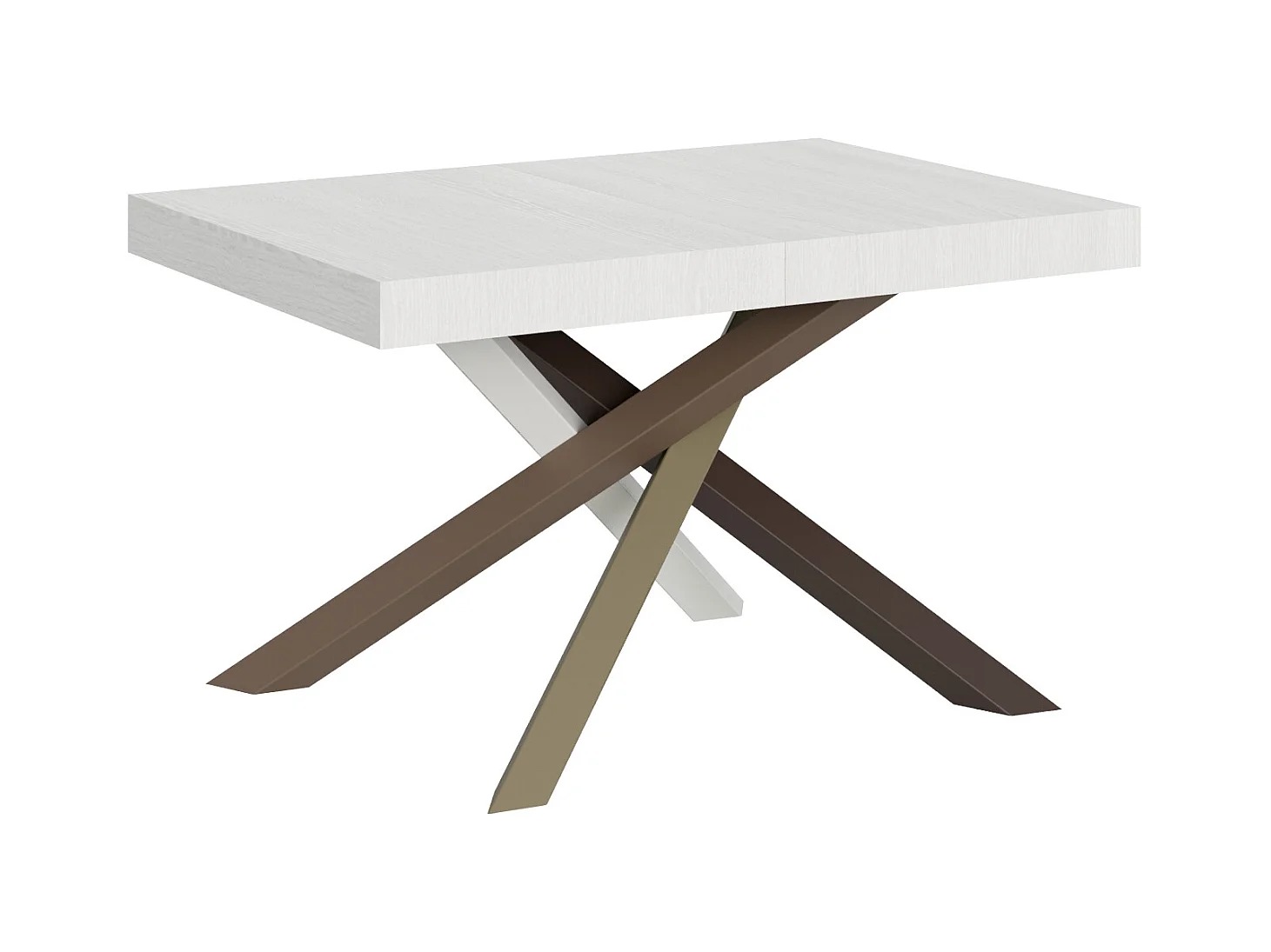 Uitschuifbare tafel voor 4 tot 10 personen in wit en verweven poten in 4 kleuren L 130 tot 234 cm Artemis