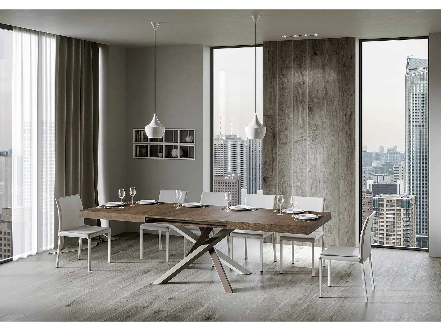 Table extensible 180/284x90 cm Volantis noyer pieds multicolore 4/C