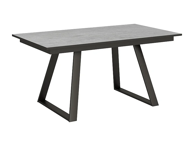 Table extensible 90x160/220 cm Bernadette Gris Béton cadre Anthracite