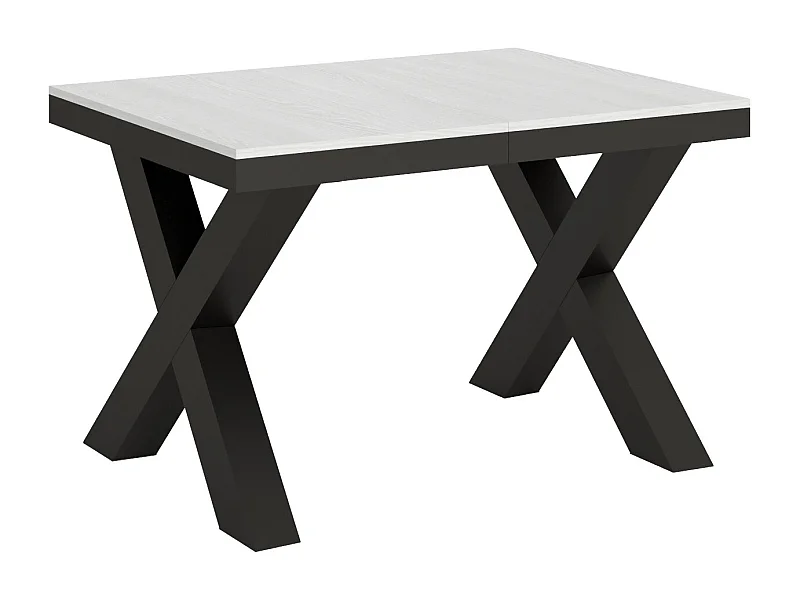 Ausziehtisch 90x120/224 cm Traffic Evolution Esche weiß mit Eisenrahmen aus Anthrazit