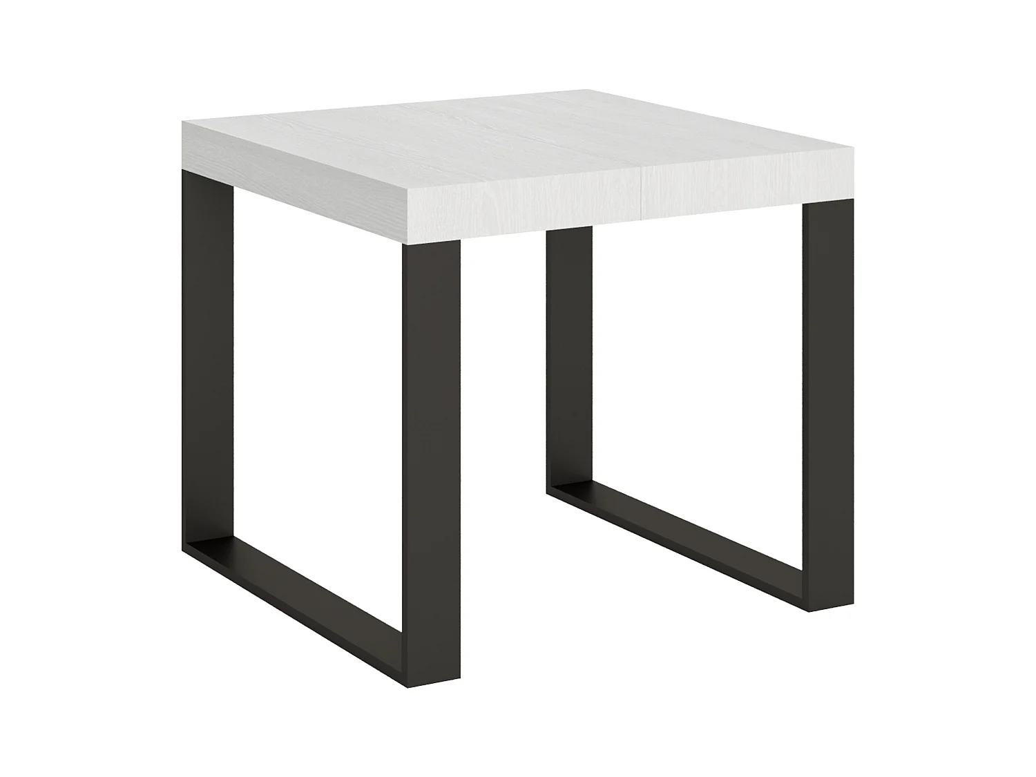 Table extensible 90x90/246 cm Tecno Frêne Blanc cadre Anthracite