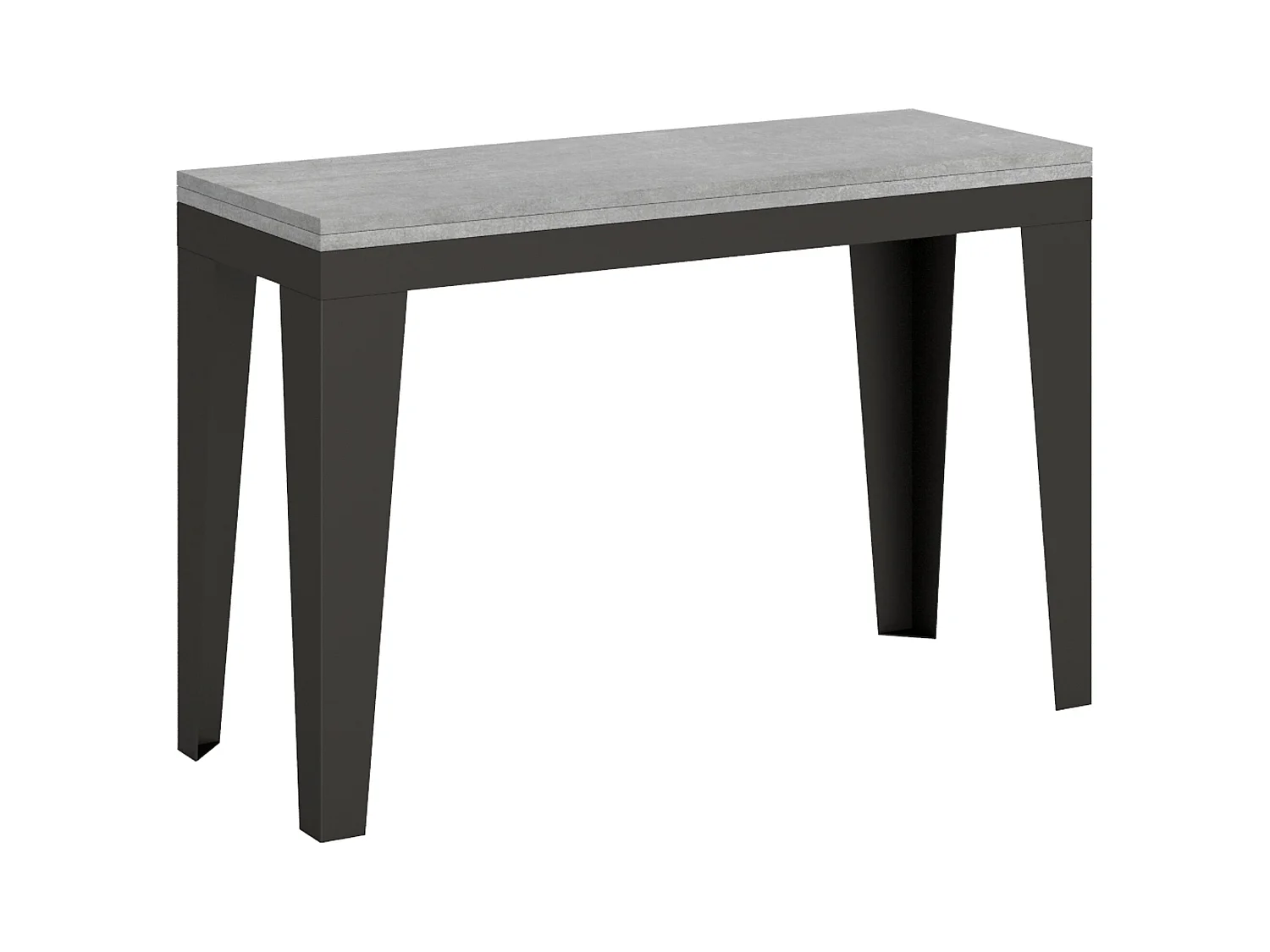 Table extensible portefeuille 120x45/90 cm Flame Double Gris Béton cadre Anthracite