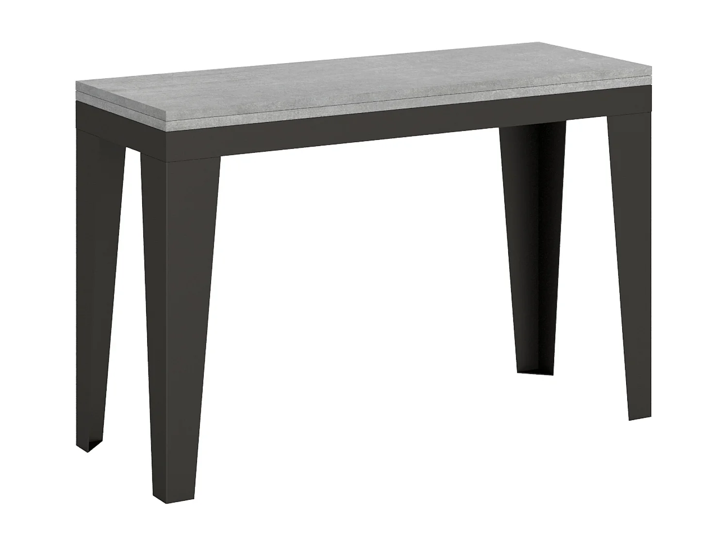 Table extensible portefeuille 120x45/90 cm Flame Double Gris Béton cadre Anthracite