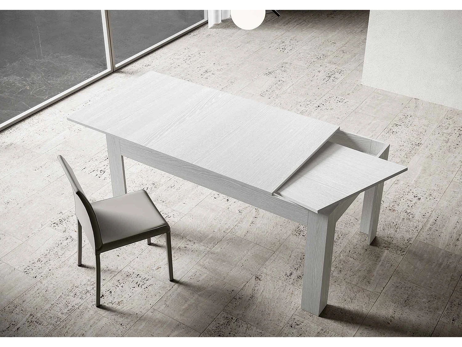 Uitschuifbare tafel 90x120/180 cm Bibi eiken wit