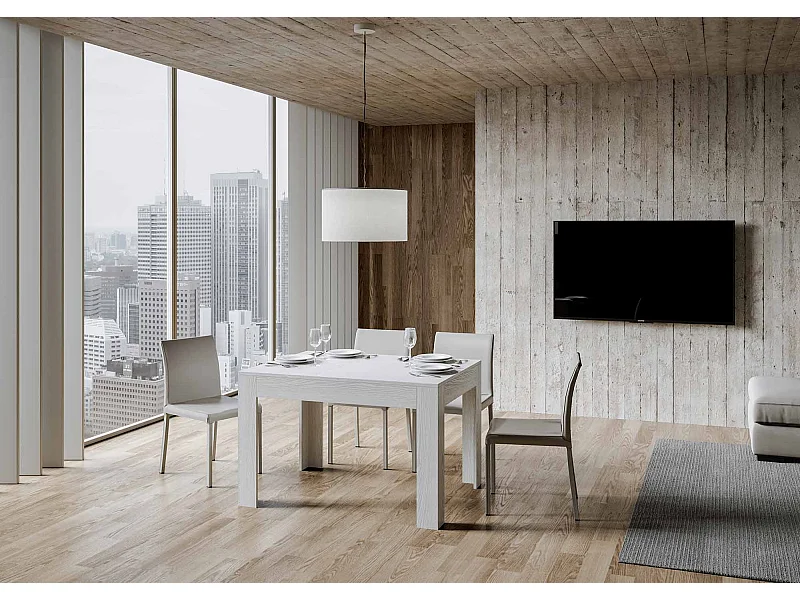 Mesa de jantar extensível 90x120/180 cm Bibi Cinza Branca