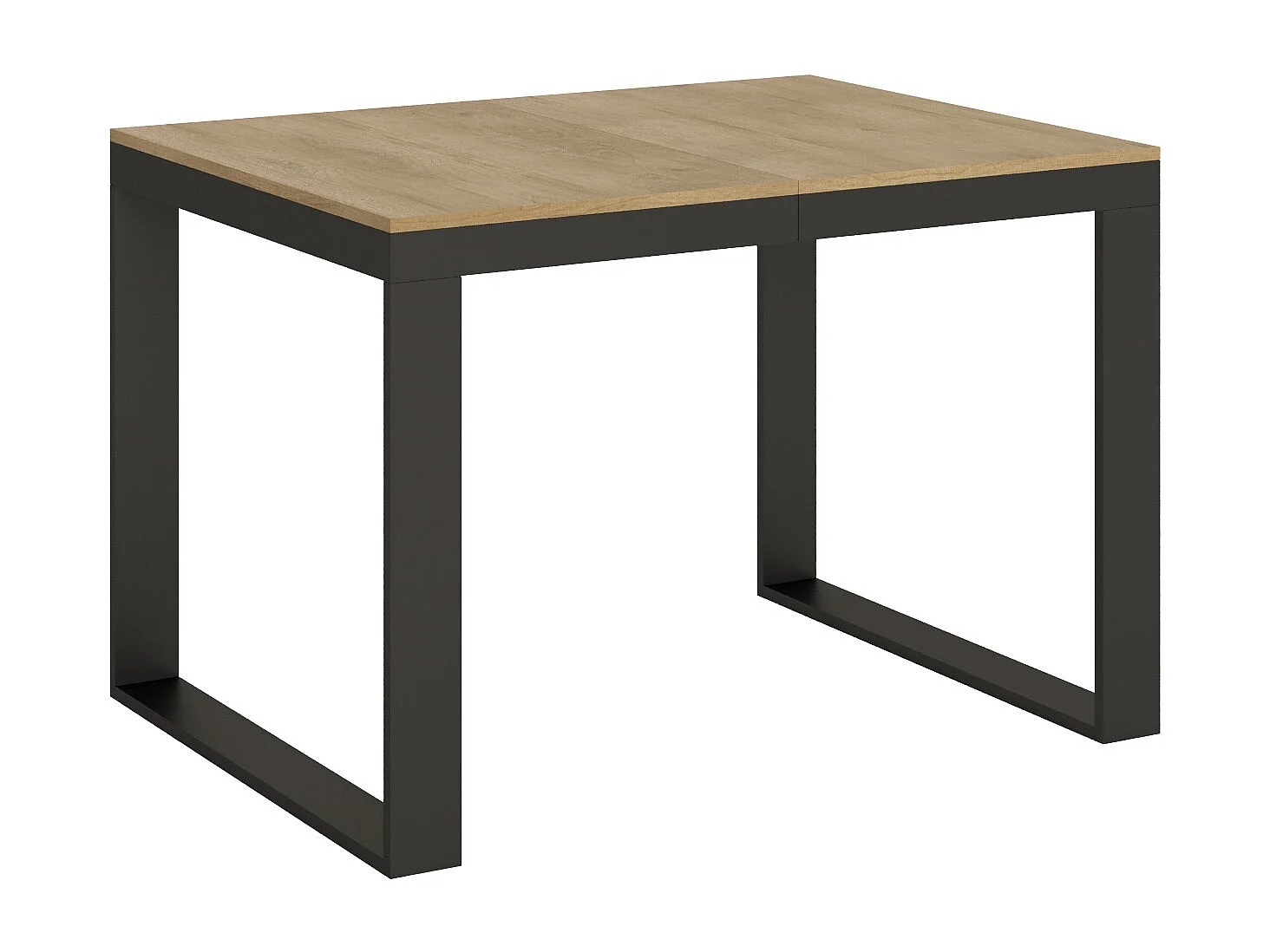 Uitschuifbare tafel 120 tot 224 cm licht hout en antraciet metaal Likro