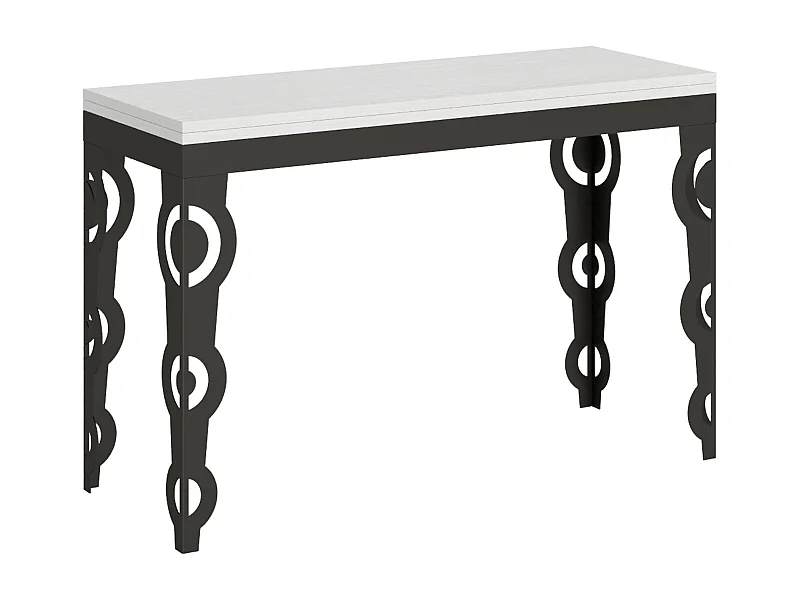 Table extensible portefeuille 120/200x45/90 cm Karamay Double Frêne Blanc cadre Anthracite