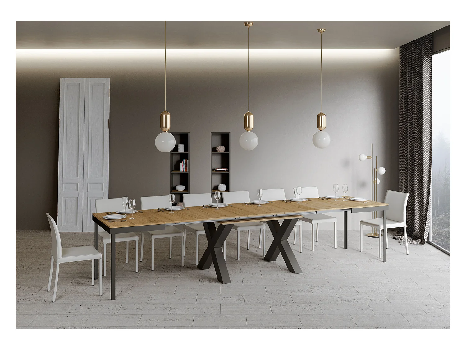 Uitschuifbare tafel 90x120/380 cm Traffic Evolution natuur eiken frame antraciet