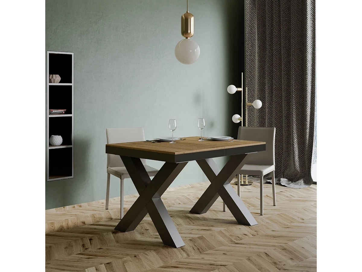 Mesa de jantar extensível 90x120/380 cm Traffic Evolution Carvalho Natural quadro Antracite