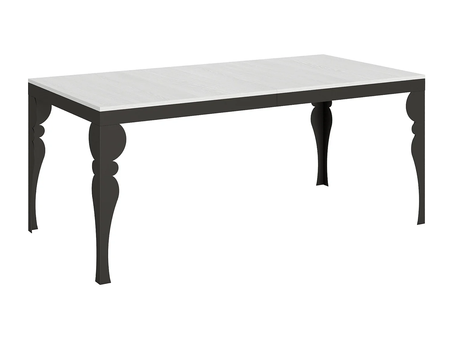 Table extensible 180/440x90 cm Paxon Evolution frêne blanc cadre et pieds anthracite