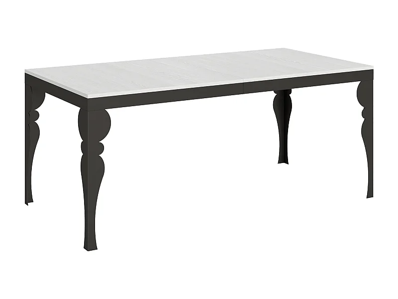 Table extensible 180/440x90 cm Paxon Evolution frêne blanc cadre et pieds anthracite