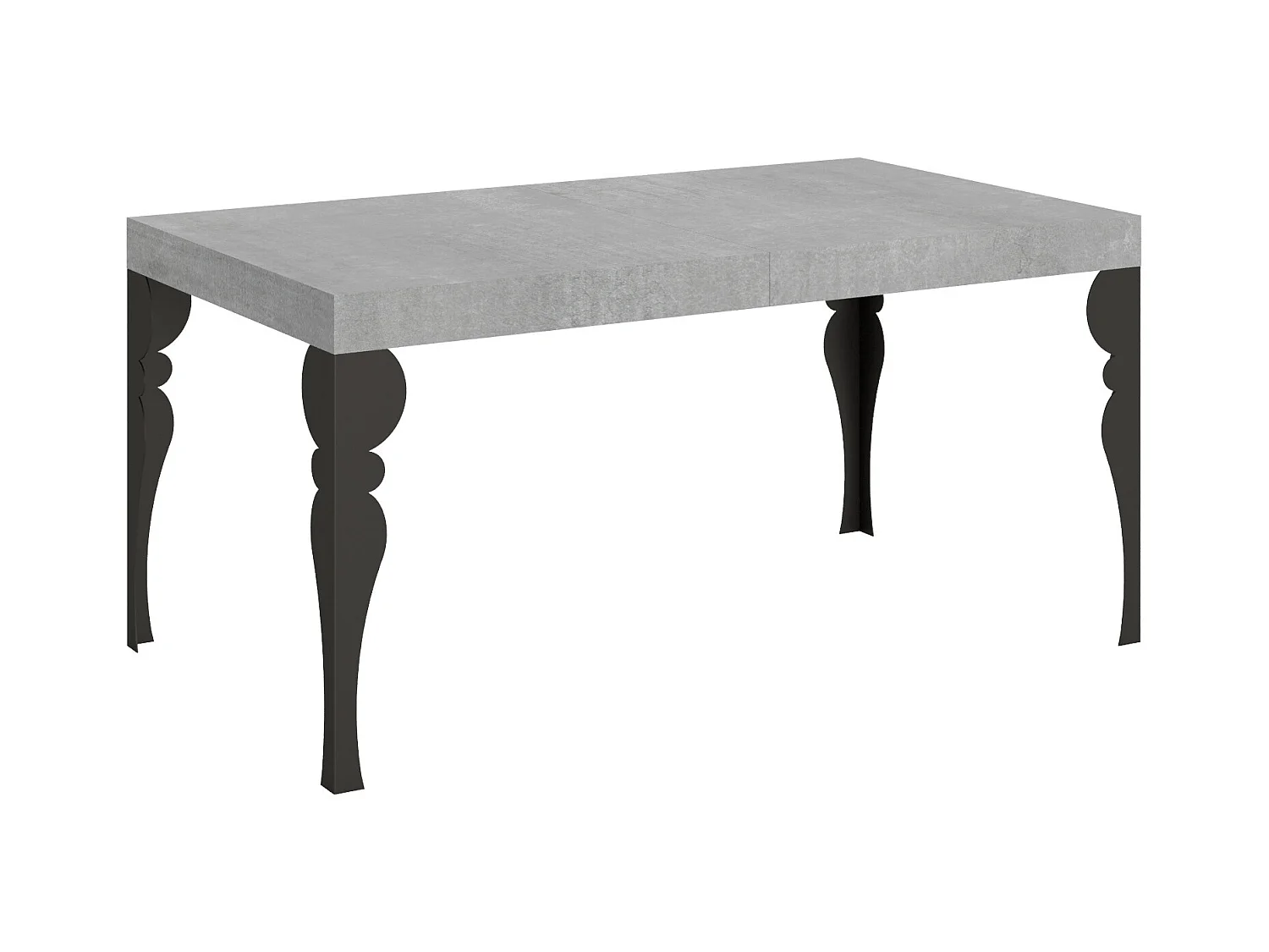 Table extensible 90x160/420 cm Paxon Gris Béton cadre Anthracite