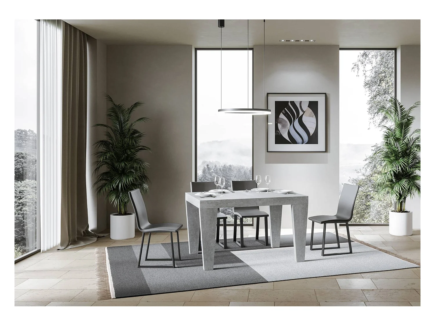 Kristo asgrijze uitschuifbare tafel voor 6 tot 10 personen L 130 tot 234 cm