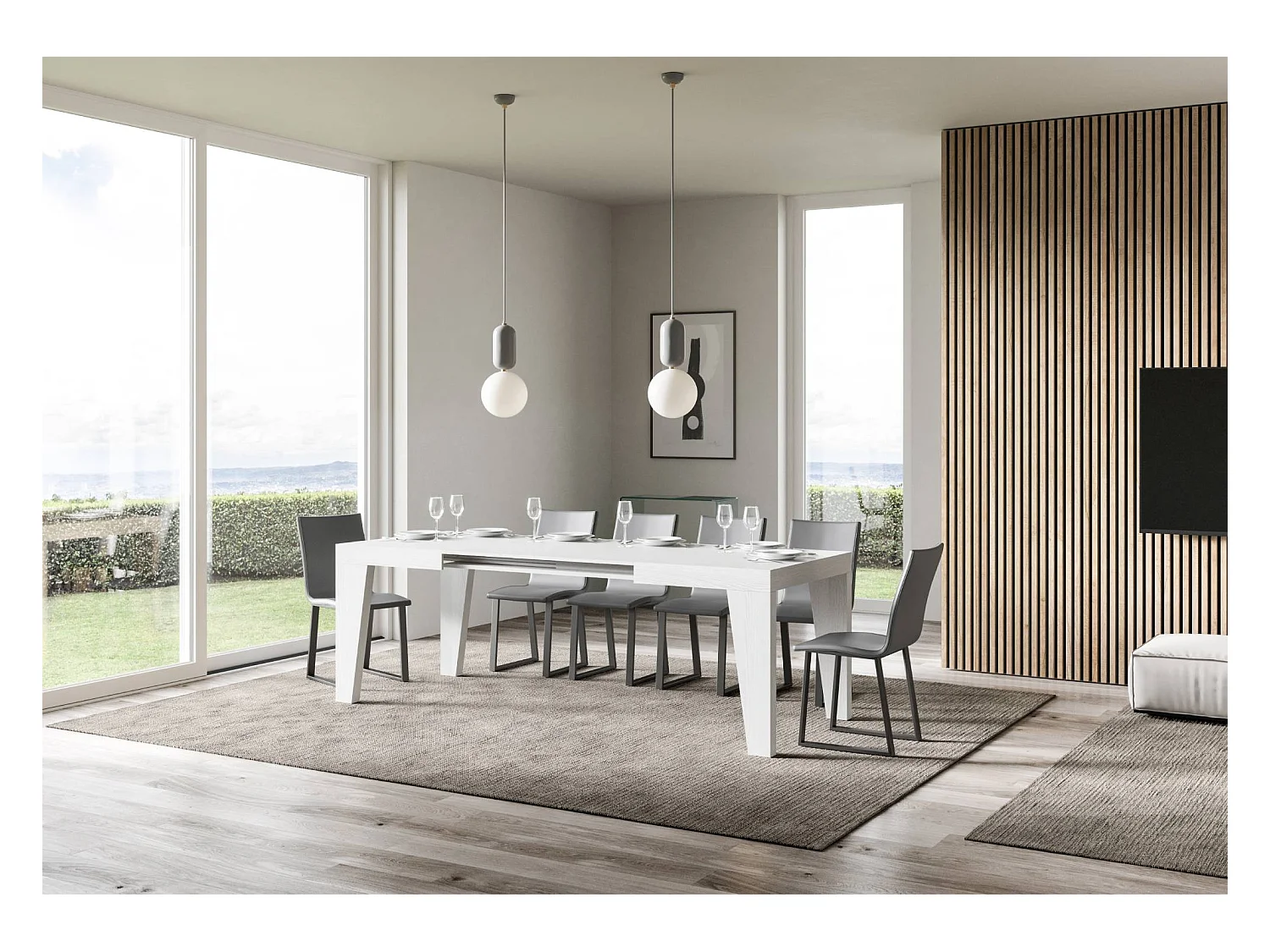 Mesa de jantar extensível 90x130/234 cm Naxy Cinza Branca