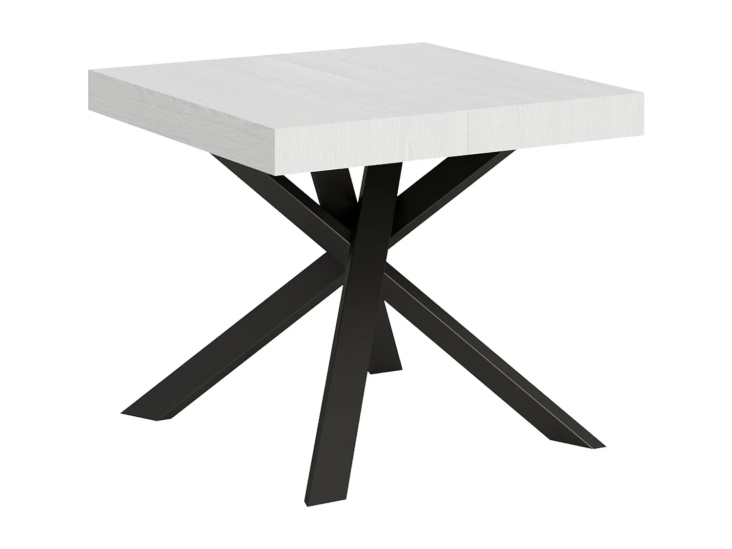 Table extensible 90/194x90 cm Clerk frêne blanc pieds anthracite