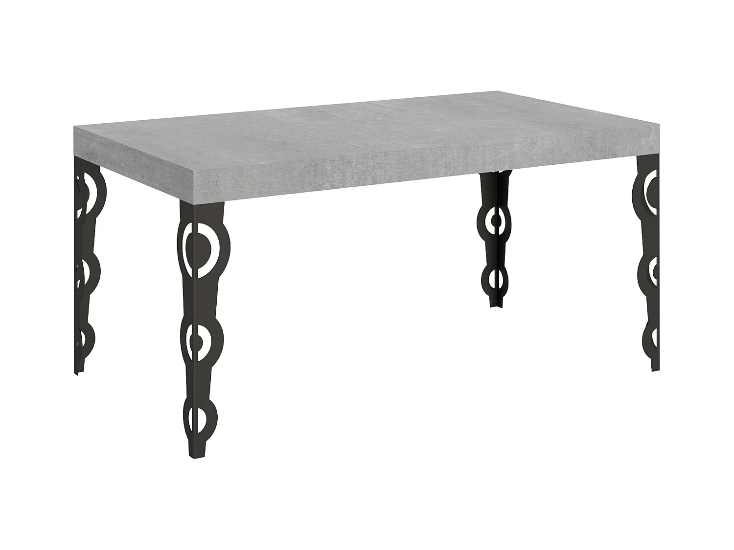 Table extensible 90x160/264 cm Karamay Gris Béton cadre Anthracite