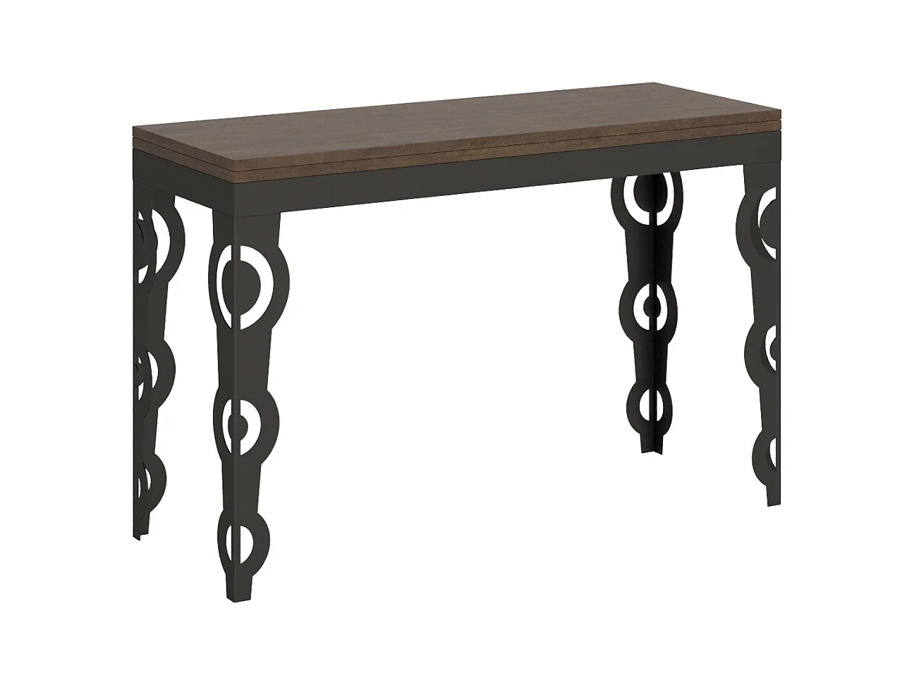 Table extensible portefeuille 120/200x45/90 cm Karamay Double Noyer cadre Anthracite