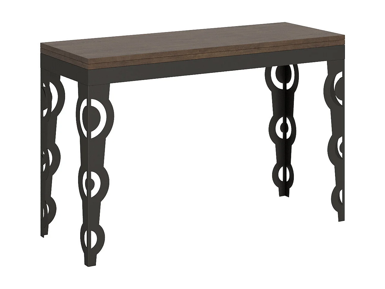 Uitklapbare tafel 120/200x45/90 cm Karamay Double walnoot frame antraciet