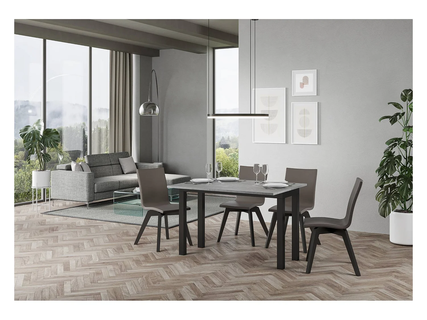 Stół rozkładany jak książka 120x45/90 cm Everyday Double Cementu rama w kolorze Antracytu