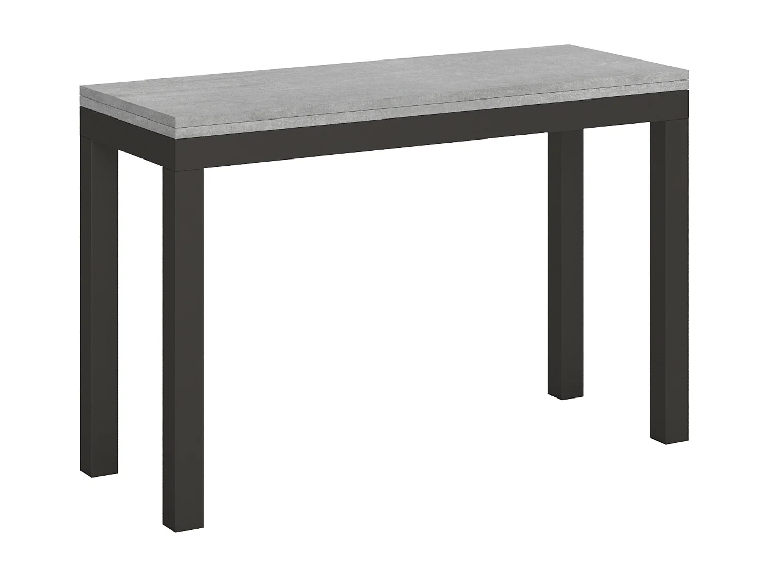 Table extensible portefeuille 120x45/90 cm Everyday Double Gris Béton cadre Anthracite