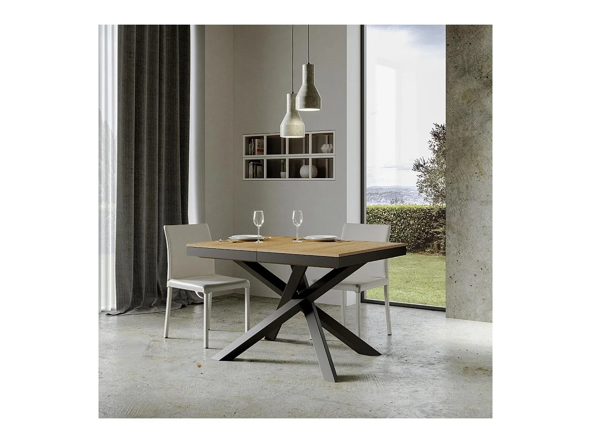Uitschuifbare tafel 90x120/224 cm Volantis Evolution Oak Nature Antraciet frame