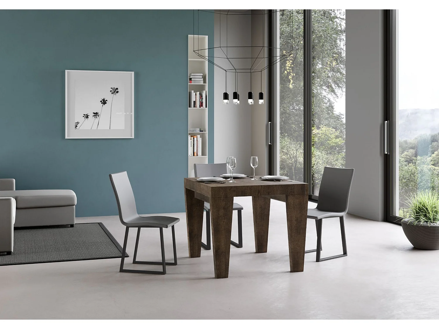 Uitschuifbare tafel 90/246x90 cm Spimbo walnoot