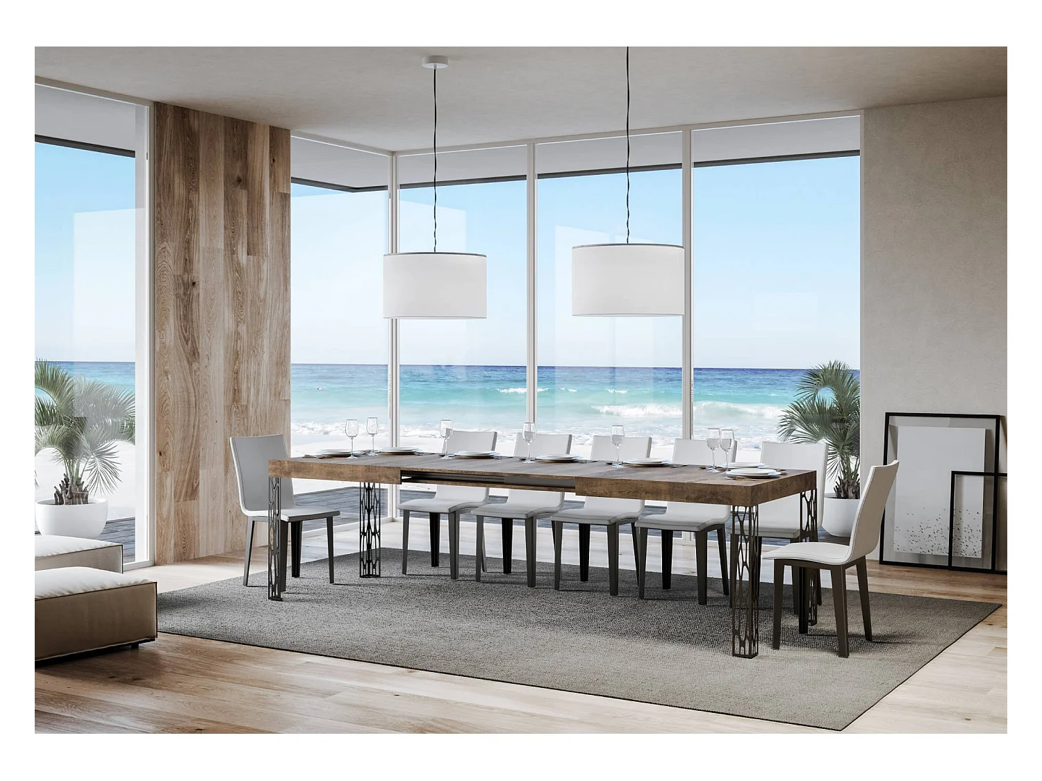 Uitschuifbare tafel 90x160/264 cm Ghibli walnoot frame antraciet