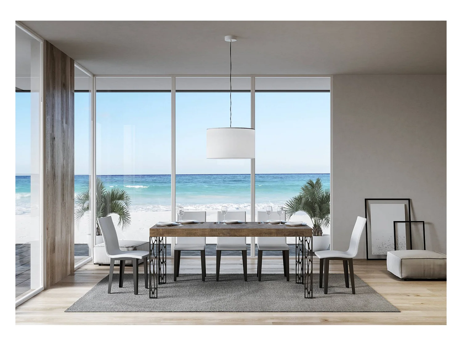 Uitschuifbare tafel 90x160/264 cm Ghibli walnoot frame antraciet