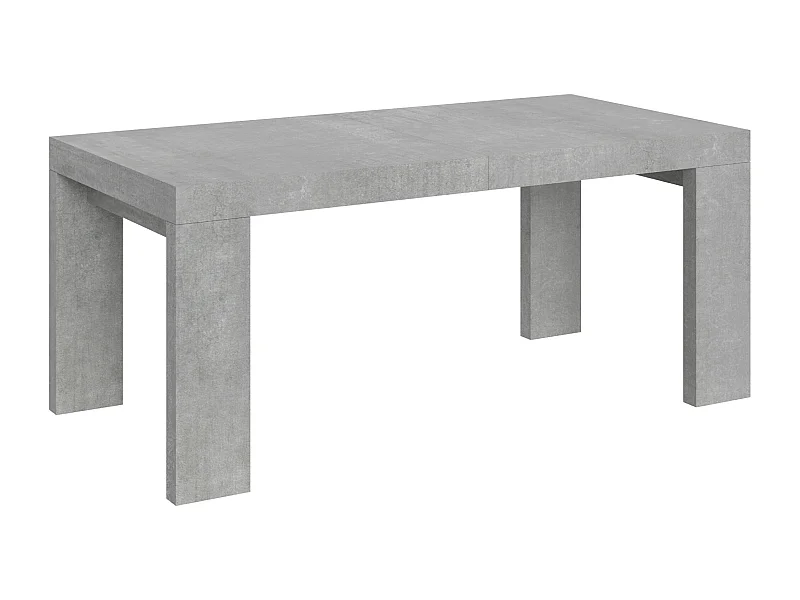 Mesa de comedor extensible de madera Ribo-Color Gris cemento-Soporte 2 pies-Alargaderas -Ancho extensible