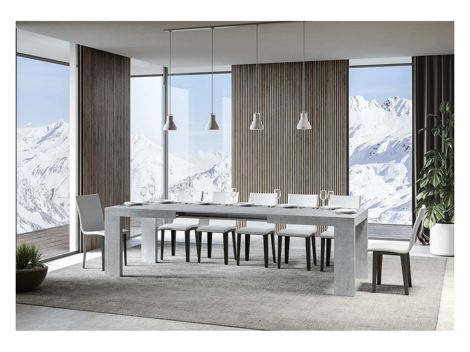 Ausziehbarer Tisch 90x180/284 cm Roxell Cemento