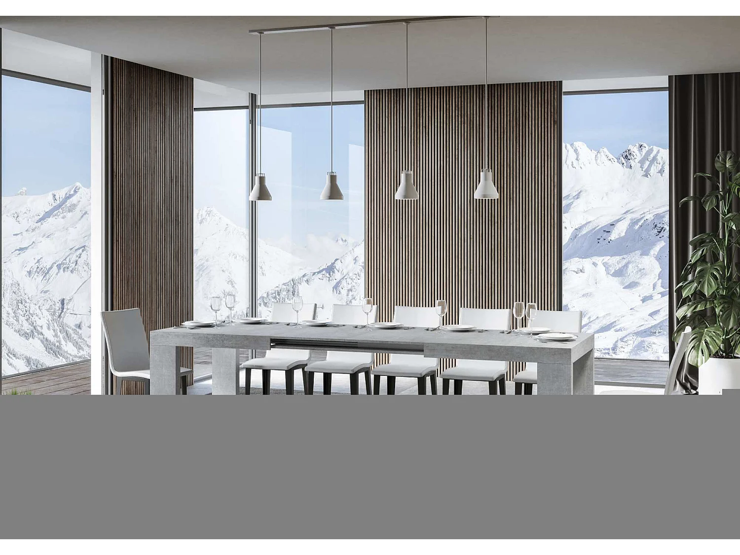 Table extensible 180/284x90 cm Roxell gris béton