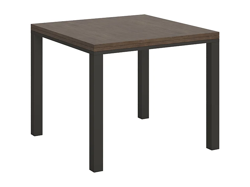 Table extensible portefeuille 90x90/180 cm Everyday Libra Noyer cadre Anthracite