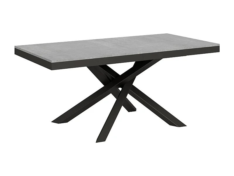 Table extensible 180/284x90 cm Volantis Evolution gris béton cadre et pieds anthracite